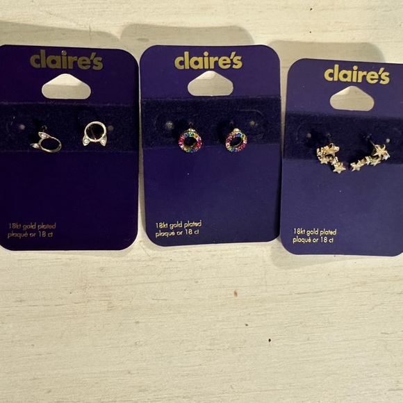 Claire’s stud earrings 3 pairs - Picture 1 of 7